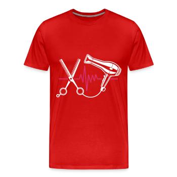 Hairdresser Haircut - Men's Premium Organic T-Shirt - red - Front - Damien (186cm)
