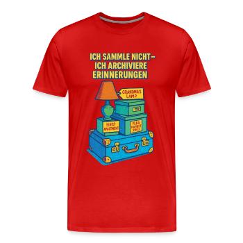 Ich Sammle Nicht Ich Archiviere Erinnerungen - Männer Premium Bio T-Shirt - Rot - Vorne - Damien (186cm)