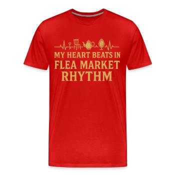 My heart beats in the flea market rhythm - Men's Premium Organic T-Shirt - red - Front - Damien (186cm)