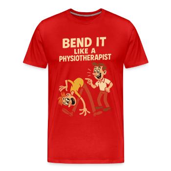 Bending like a physiotherapist - Men's Premium Organic T-Shirt - red - Front - Damien (186cm)