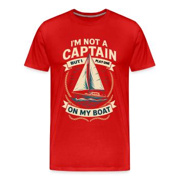 Drôle de dicton Capitaine Bateau Navigation Nautique - T-shirt bio Premium Homme - rouge - Devant - Damien (186cm)