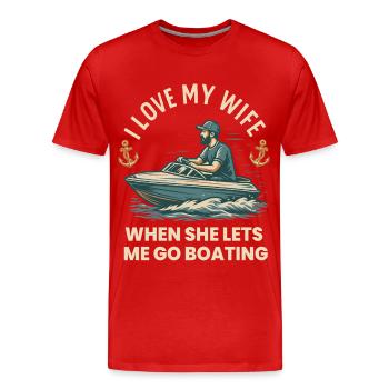 J’aime ma femme bateau dire capitaine - T-shirt bio Premium Homme - rouge - Devant - Damien (186cm)