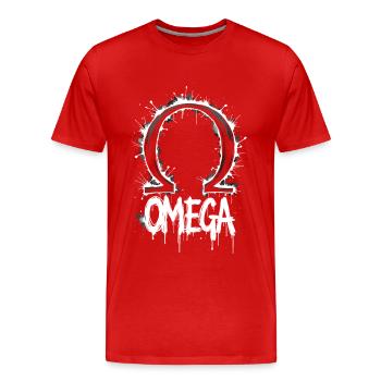 Omega Symbol Splash - Men's Premium Organic T-Shirt - red - Front - Damien (186cm)