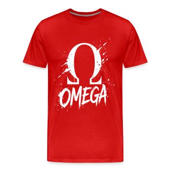 Symbole Omega Splash - T-shirt bio Premium Homme - rouge - Devant - Damien (186cm)