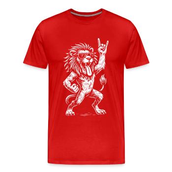 Rock Musique Lion Metal Musique Drôle Heavy Metal - T-shirt bio Premium Homme - rouge - Devant - Damien (186cm)