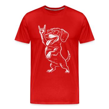 Musique Rock, Métal, Musique, Teckel, Drôle, Heavy Metal - T-shirt bio Premium Homme - rouge - Devant - Damien (186cm)