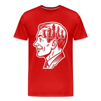 Joueur d’échecs cerveau pièces d’échecs - T-shirt bio Premium Homme - rouge - Devant - Damien (186cm)