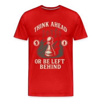 Penser à l’avance ou à la traîne - T-shirt bio Premium Homme - rouge - Devant - Damien (186cm)