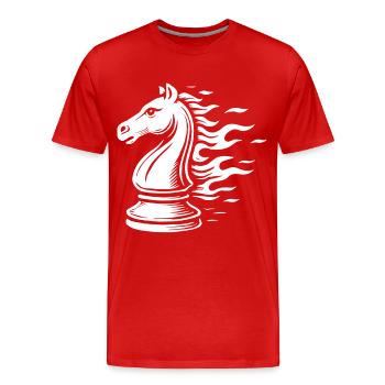 Chess Knight Flames Board Game - Men's Premium Organic T-Shirt - red - Front - Damien (186cm)