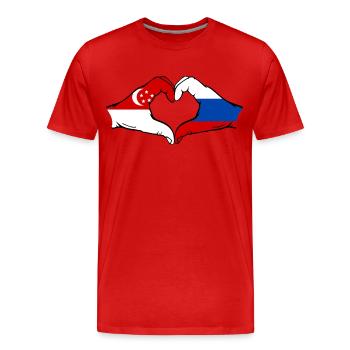 Singapur Russland Flagge Hände Herzform - Männer Premium Bio T-Shirt - Rot - Vorne - Damien (186cm)