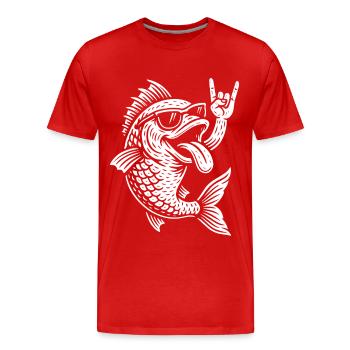 Metal Music Funny Fish Rock Music Heavy Metal - Men's Premium Organic T-Shirt - red - Front - Damien (186cm)