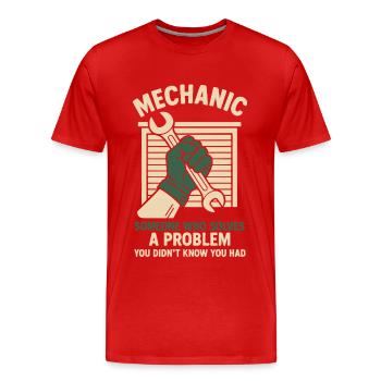 Mécanicien Résolution de problèmes Garage Drôle de dicton - T-shirt bio Premium Homme - rouge - Devant - Damien (186cm)