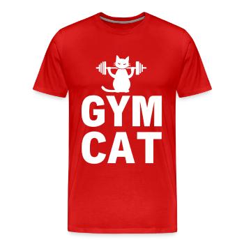 Gym Cat - Dicton de chat sportif - T-shirt bio Premium Homme - rouge - Devant - Damien (186cm)