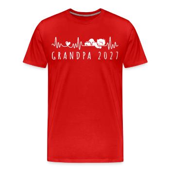 Grandpa 2027 Heartbeat Baby Announcement Pregnancy - Men's Premium Organic T-Shirt - red - Front - Damien (186cm)