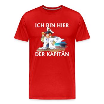 Kleiner Kapitän - Männer Premium Bio T-Shirt - Rot - Vorne - Damien (186cm)
