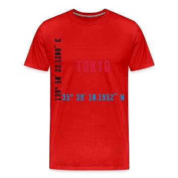 TOKYO - JAPAN - GPS COORDINATES / COORDINATES - Men's Premium Organic T-Shirt - red - Front - Damien (186cm)