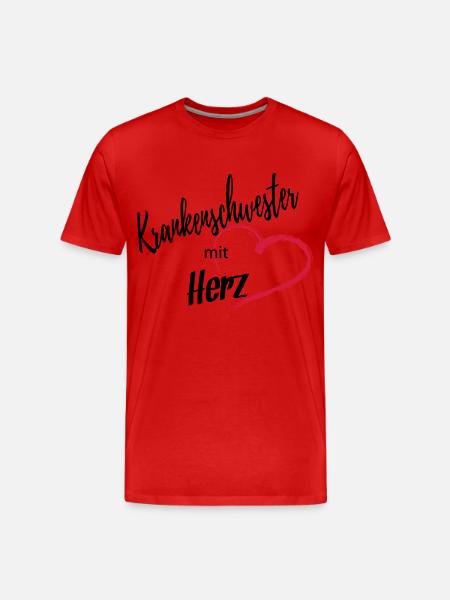 Krankenschwester mit Herz 2c - Männer Premium Bio T-Shirt - Rot