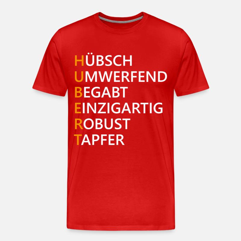 Hubert Name Geschenk - Männer Premium Bio T-Shirt - Rot