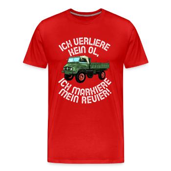 Ich verliere kein Öl - Unimog - Offroad - Oldtimer - Männer Premium Bio T-Shirt - Rot - Vorne - Damien (186cm)