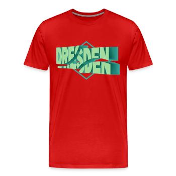 Dresden Germany City 3D Font Skyline - Men's Premium Organic T-Shirt - red - Front - Damien (186cm)
