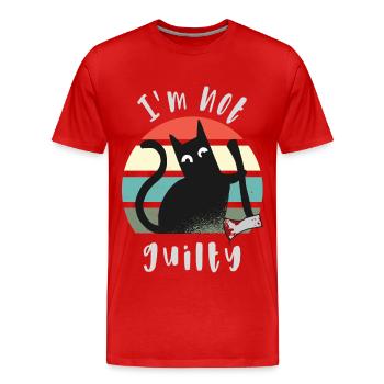 Je suis innocent, chat avec hache - T-shirt bio Premium Homme - rouge - Devant - Damien (186cm)