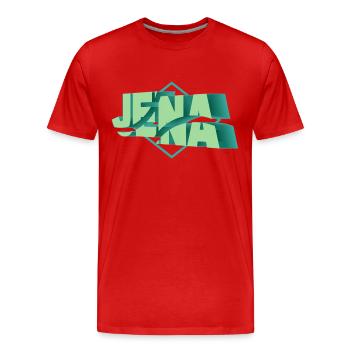 Jena Germany City 3D Font Skyline - T-shirt bio Premium Homme - rouge - Devant - Damien (186cm)