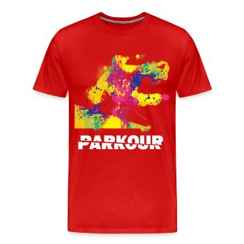 free running - Men's Premium Organic T-Shirt - red - Front - Damien (186cm)