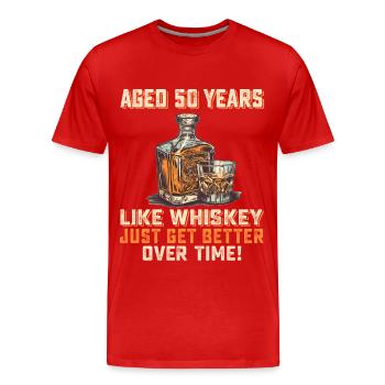 50. Geburtstag Whiskey, Scotch Spruch Geschenkidee - Männer Premium Bio T-Shirt - Rot - Vorne - Damien (186cm)