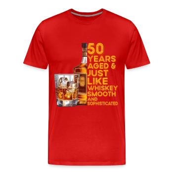 50th Birthday Whisky, Scotch Saying Gift Idea - T-shirt bio Premium Homme - rouge - Devant - Damien (186cm)