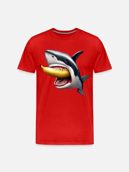 Shark eats banana - Men's Premium Organic T-Shirt - red
