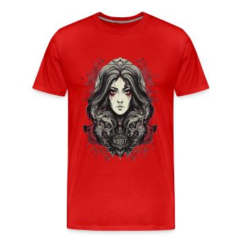 Beatiful Gothic Girl Woman Darkness Dark - Männer Premium Bio T-Shirt - Rot - Vorne - Damien (186cm)