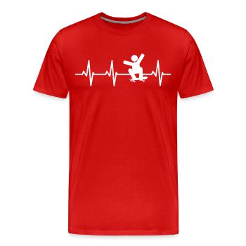 Skateboarder Strichmännchen Kardiogramm - Männer Premium Bio T-Shirt - Rot - Vorne - Damien (186cm)