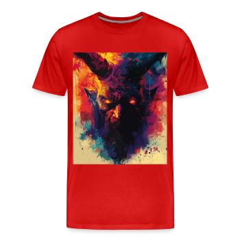 The Woman - Skull, Totenkopf, Teufel - Männer Premium Bio T-Shirt - Rot - Vorne - Damien (186cm)