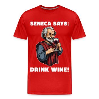 Seneca Wine Red Wine Stoicism Stoic Philosopher - Men's Premium Organic T-Shirt - red - Front - Damien (186cm)