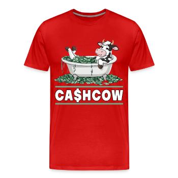 Cash Cow für einen Investor Anleger Sparer - Männer Premium Bio T-Shirt - Rot - Vorne - Damien (186cm)