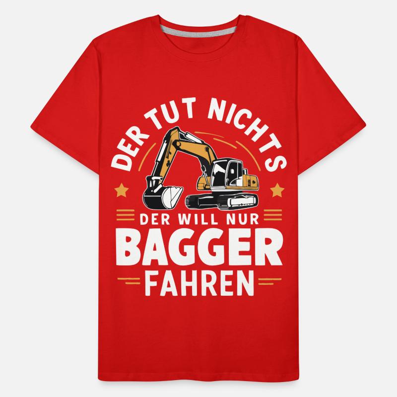 Baggerfahrer Bauarbeiter Baustelle Baumaschine Männer Premium Bio T-Shirt