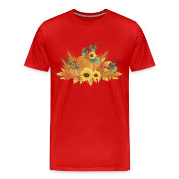 Kürbis Getreide Laub Herbst - Männer Premium Bio T-Shirt - Rot - Vorne - Damien (186cm)