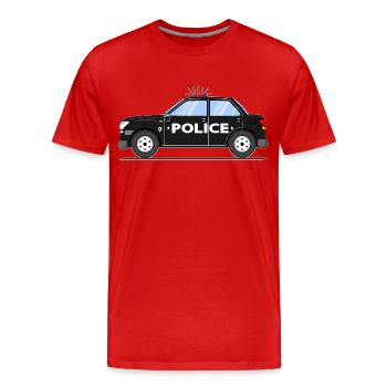 Polizeiauto in Schwarz Police - Männer Premium Bio T-Shirt - Rot - Vorne - Damien (186cm)