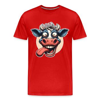 Kuh Crazy - Männer Premium Bio T-Shirt - Rot - Vorne - Damien (186cm)