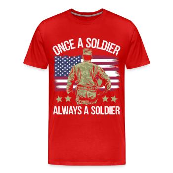 Veteran Military Soldier - Men's Premium Organic T-Shirt - red - Front - Damien (186cm)