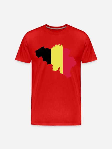 belgium drapeau map - T-shirt bio Premium Homme - rouge