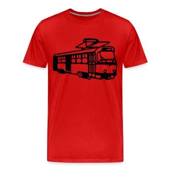 Tram - Train - Railway - Men's Premium Organic T-Shirt - red - Front - Damien (186cm)