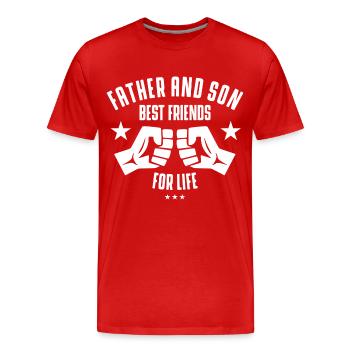 Vater und Sohn beste Freunde fürs Leben - Men's Premium Organic T-Shirt - red - Front - Damien (186cm)