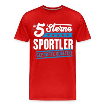 5Sterne Sportler - Männer Premium Bio T-Shirt - Rot - Vorne - Damien (186cm)