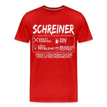 Der Schreiner - Männer Premium Bio T-Shirt - Rot - Vorne - Damien (186cm)