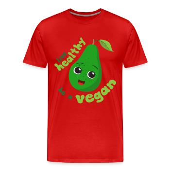 Vivre en bonne santé, est un végétalien, - T-shirt bio Premium Homme - rouge - Devant - Damien (186cm)