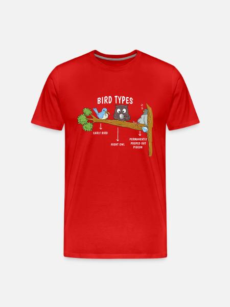 Vogelarten für Kaffeeliebhaber - Männer Premium Bio T-Shirt - Rot