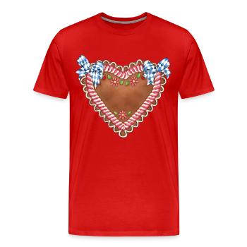 gingerbread heart - Men's Premium Organic T-Shirt - red - Front - Damien (186cm)
