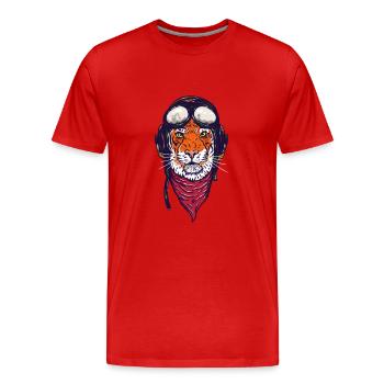 Tigre qui regarde - T-shirt bio Premium Homme - rouge - Devant - Damien (186cm)