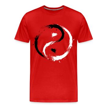Yin Yang Kreise Symbol Buerste Schwarz Weiss - Men's Premium Organic T-Shirt - red - Front - Damien (186cm)